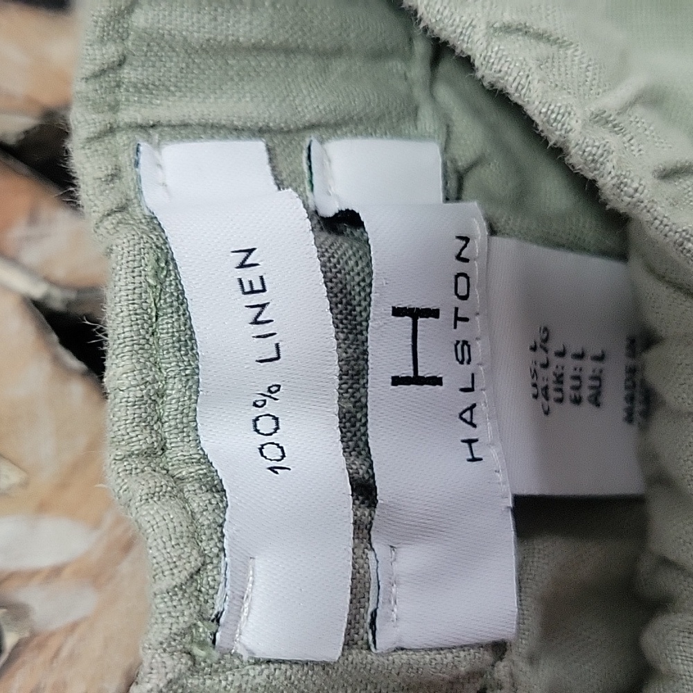 H by Halston Green 100% Linen Joggers L - Picture 2 of 10